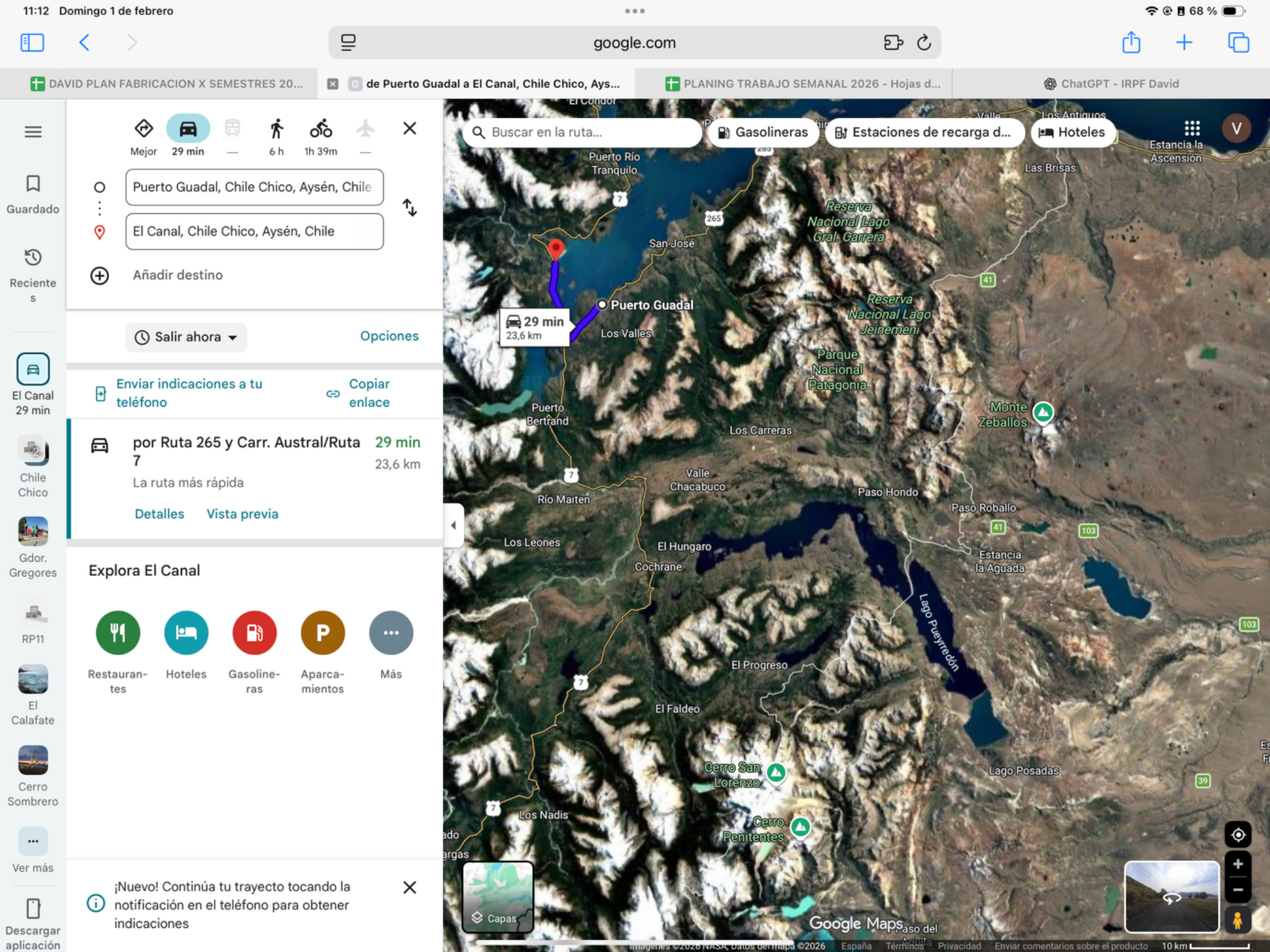 Glacier boat excursion — original route map